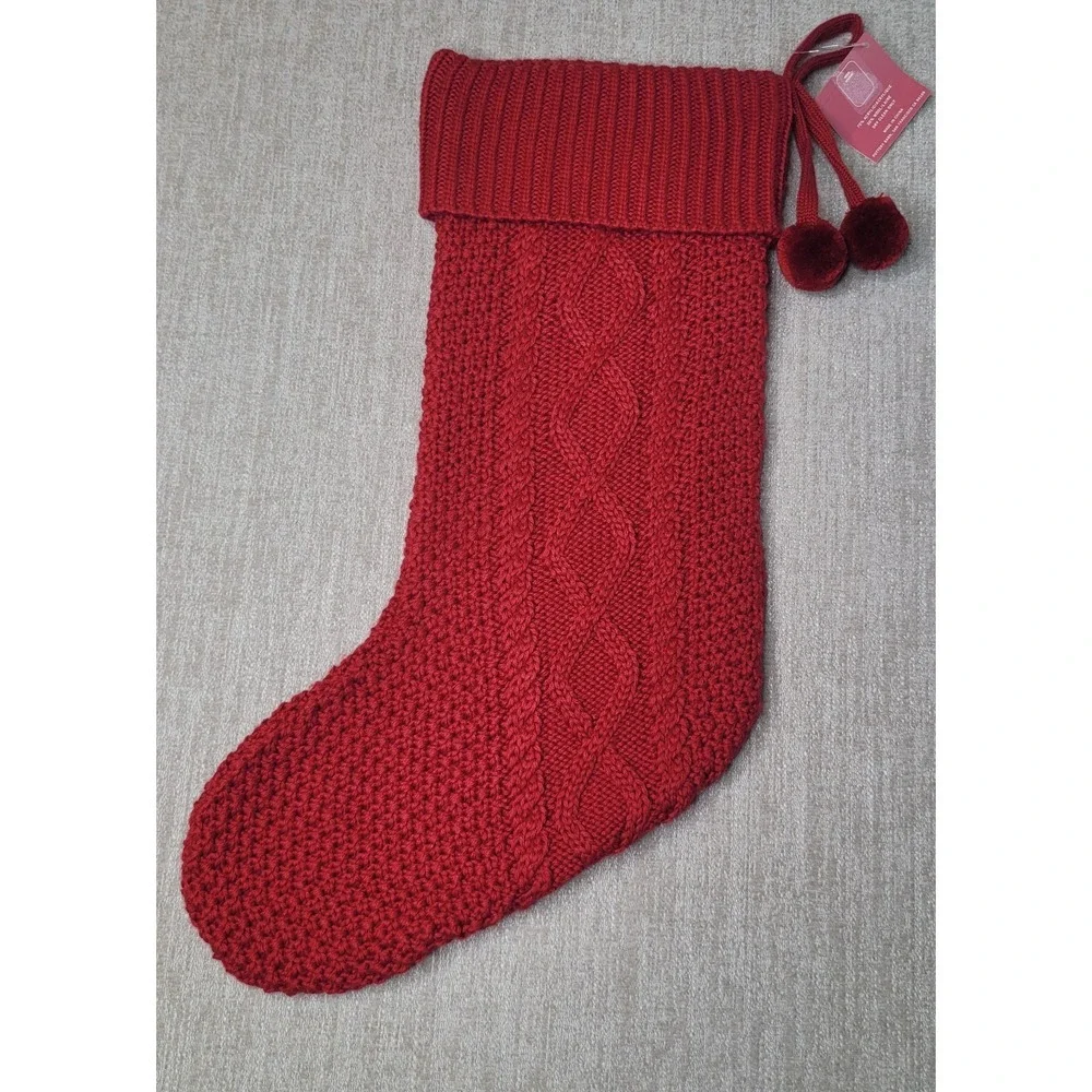 Pottery Barn Red Sweater Christmas Stocking Chunky Knit New w Tags